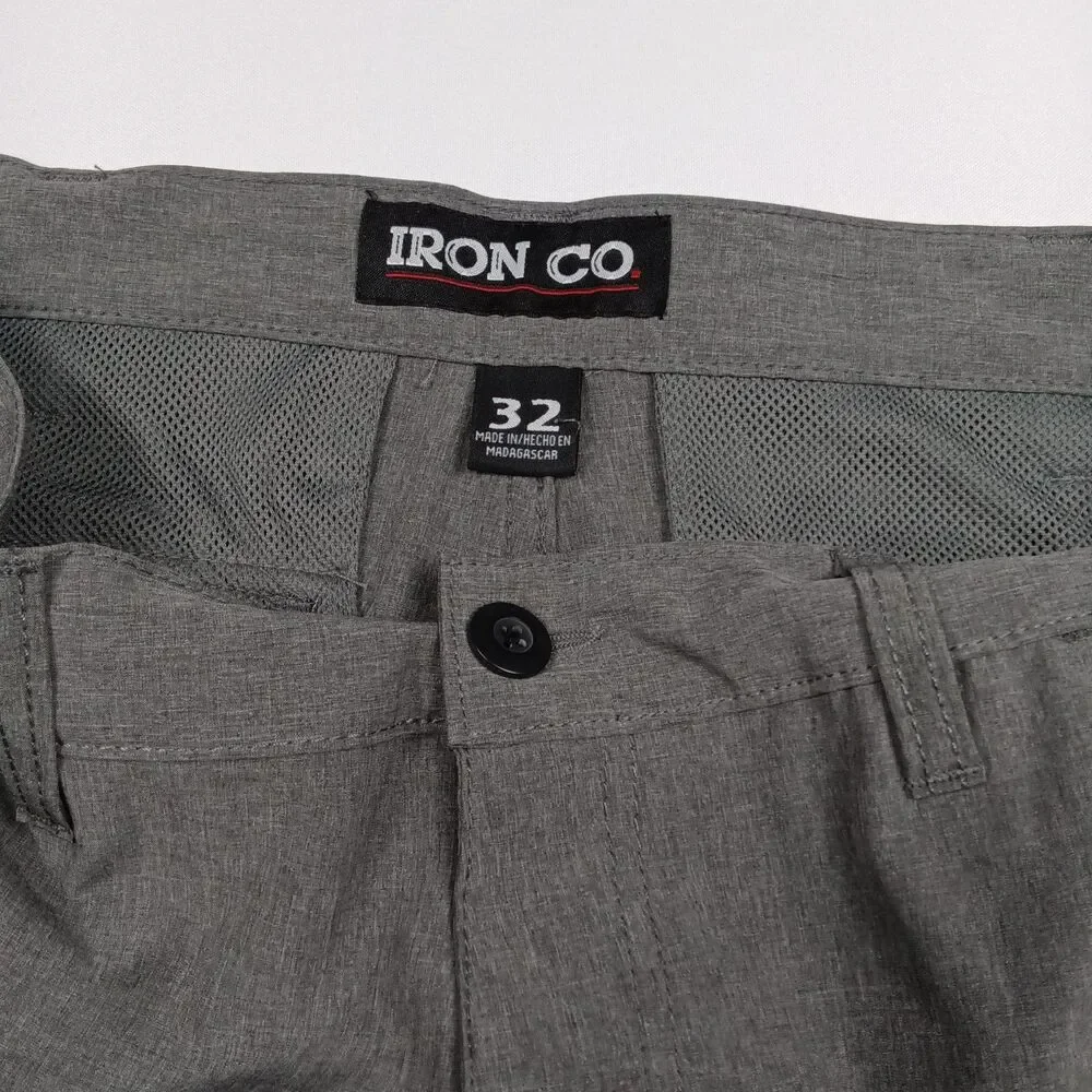 Iron Co Mens Size 32 Hybrid Cargo Shorts Stretch Quick Dry Gray Utility